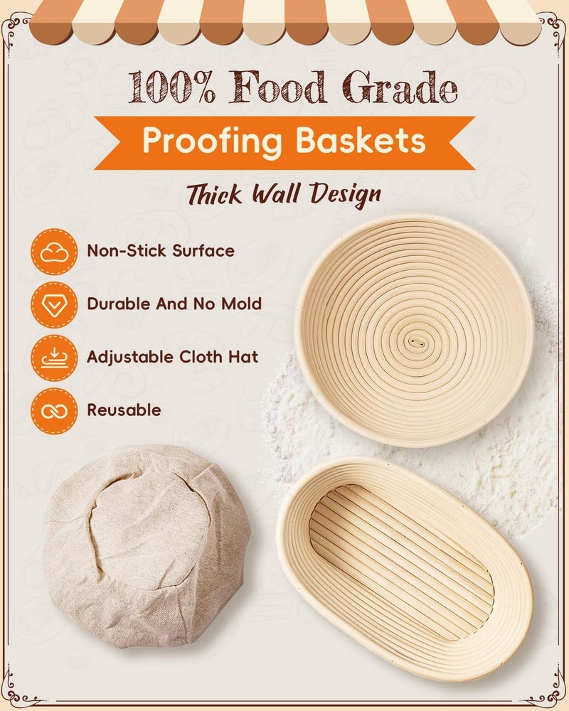 Rymtox Complete Sourdough Starter Kit | Easy to Clean & Use for Beginners & Bakers | Natural Rattan Proofing Basket with Full Accessories | Sourdough Bread Baking Supplies for Bakers Women Wife - Image 3